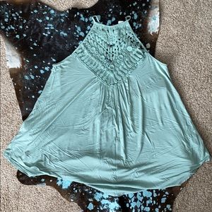 Sage Green Crochet Detail Tank Top